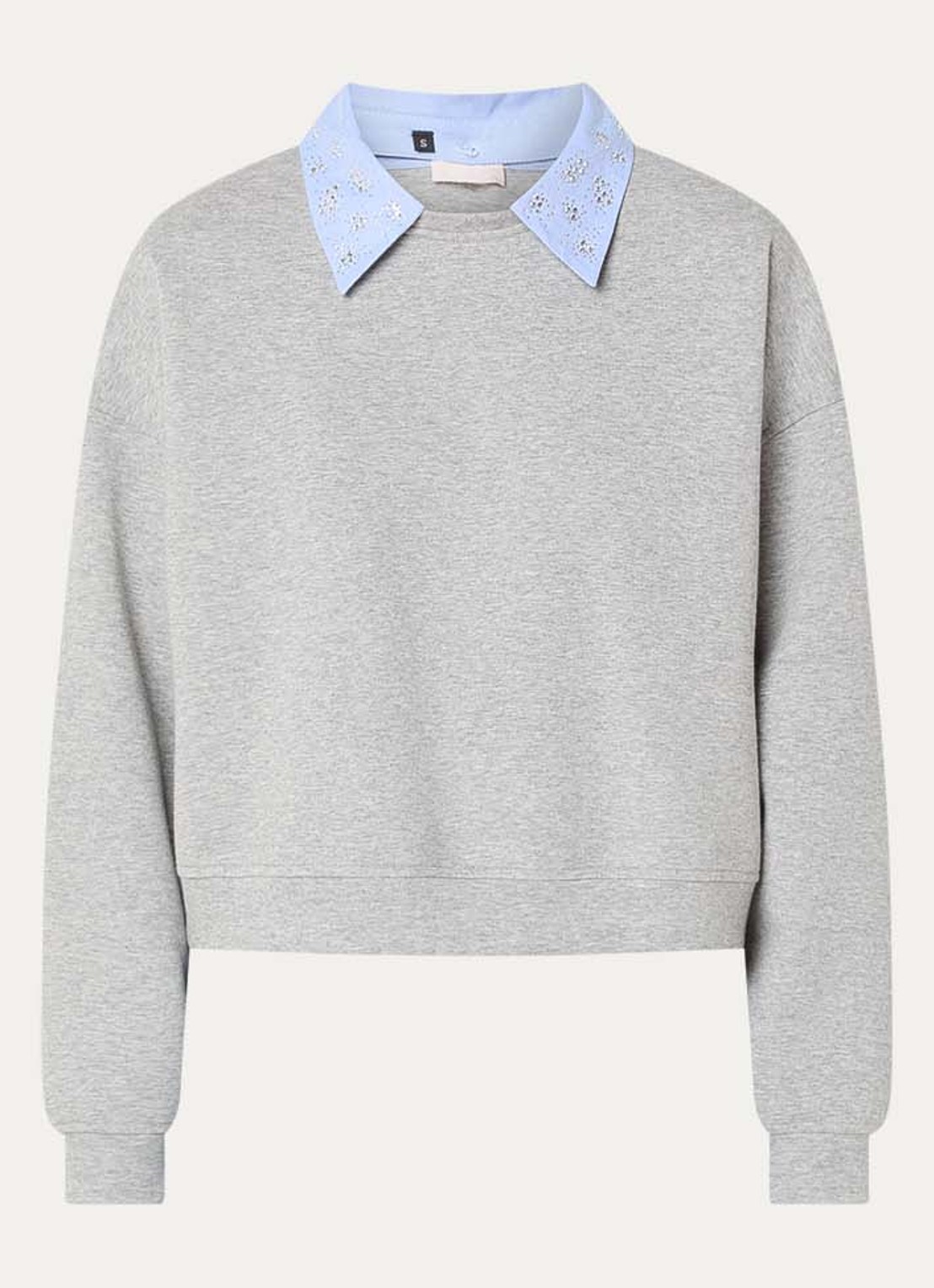 Liu Jo Sweater met afneembare kraag en strass - voorkant grijsmele