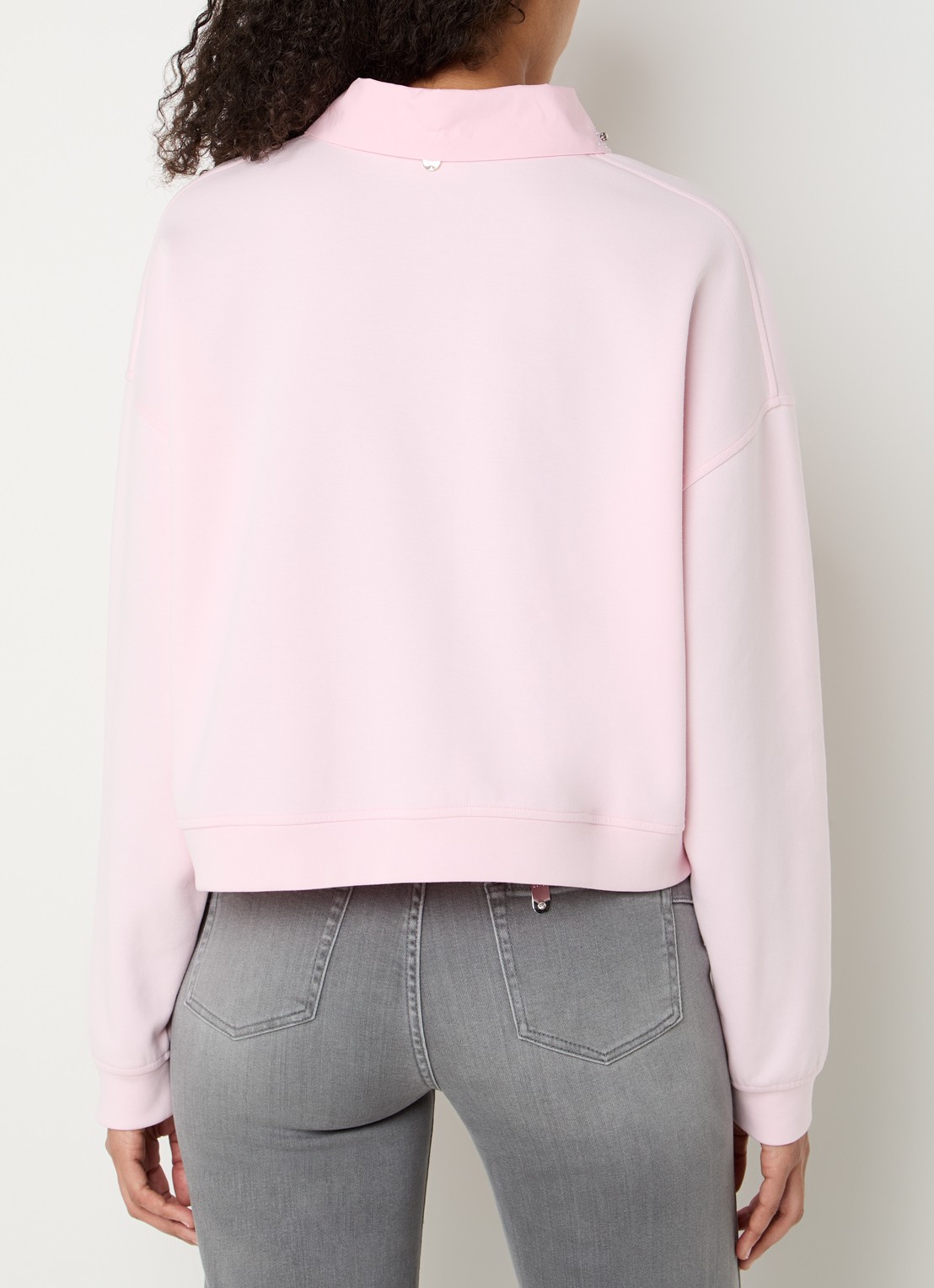 Liu Jo Sweater met afneembare kraag en strass - achterkant zalmroze