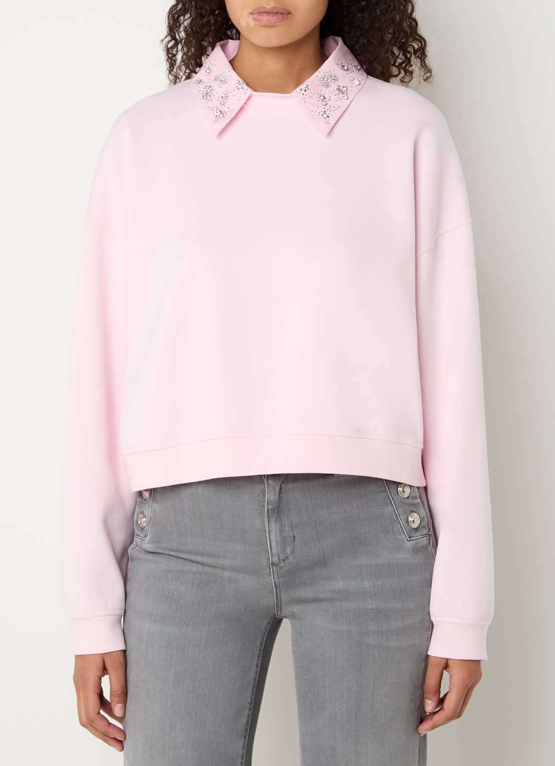Liu Jo Sweater met afneembare kraag en strass - detail 4 zalmroze