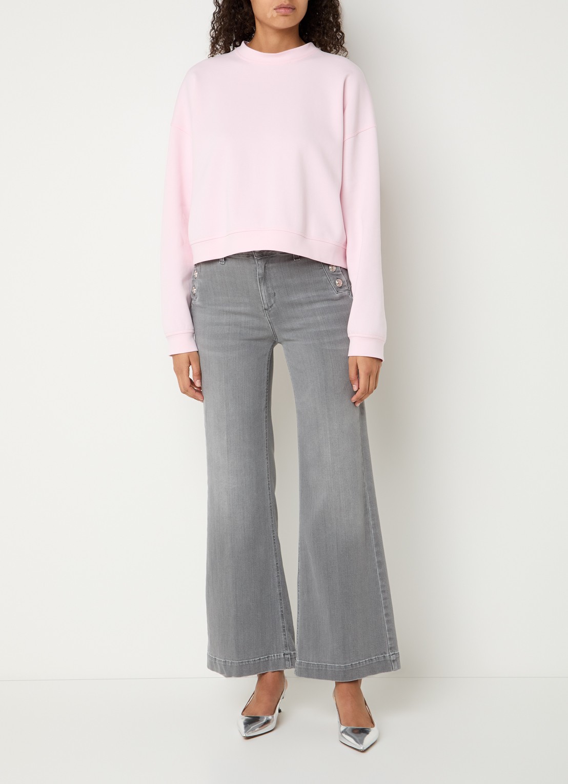 Liu Jo Sweater met afneembare kraag en strass - voorkant 3 zalmroze