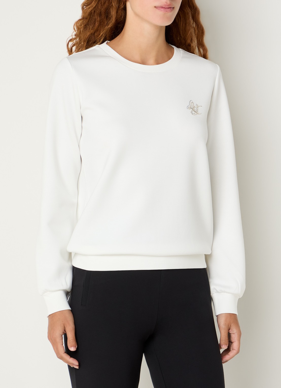 Liu Jo Sweater met logo en ronde hals - detail 2 wit