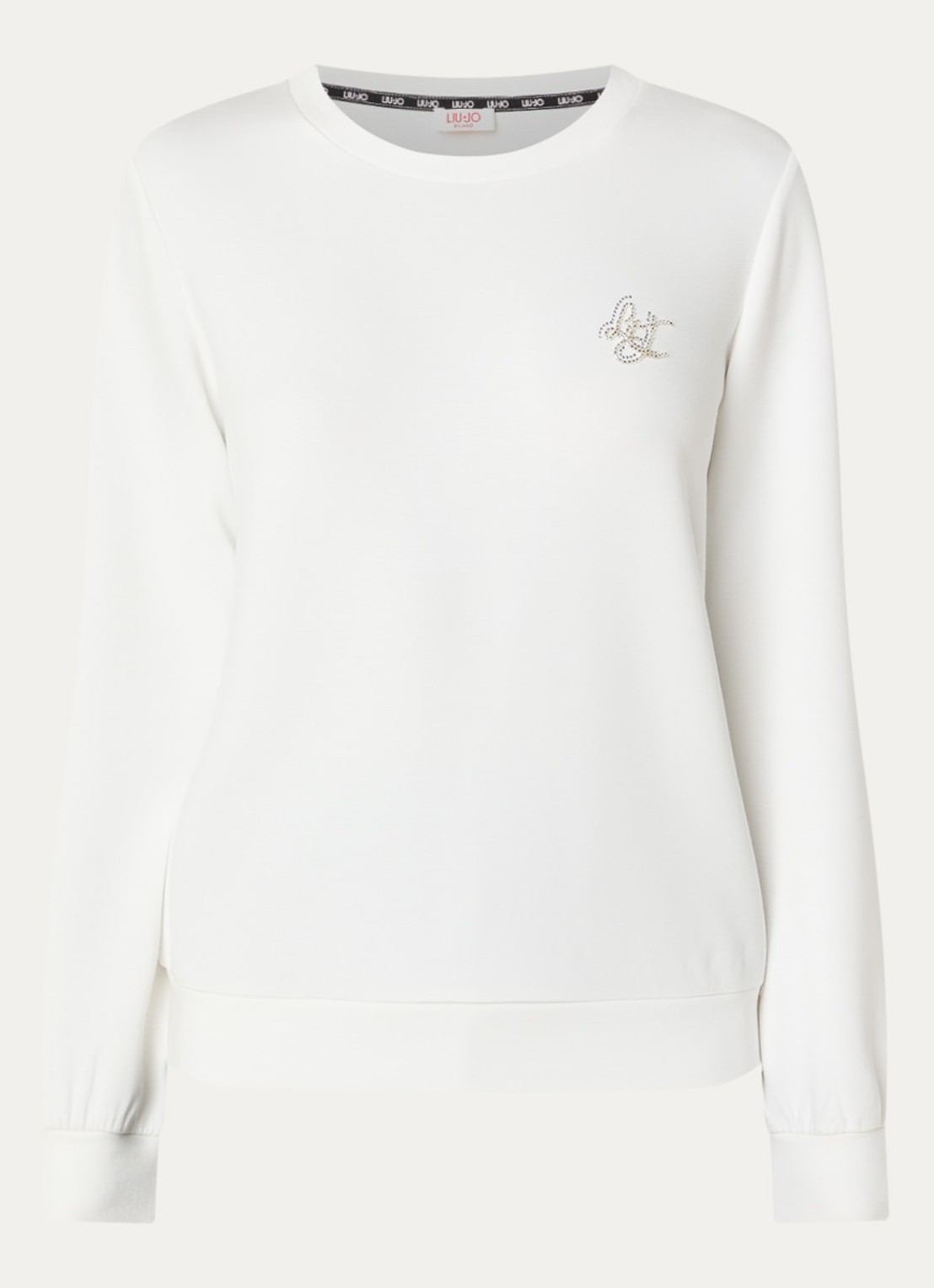 Liu Jo Sweater met logo en ronde hals - voorkant 3 wit