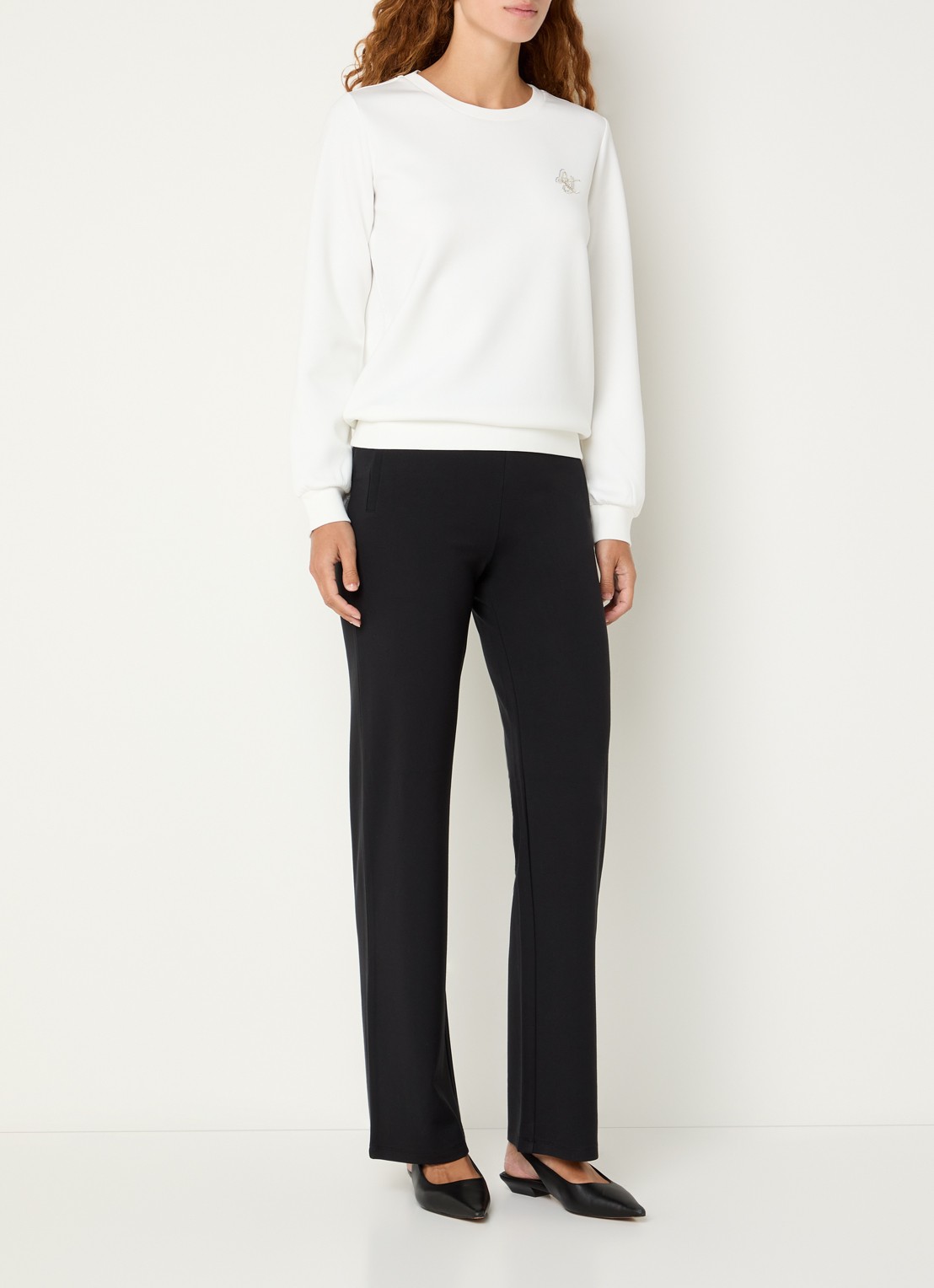 Liu Jo Sweater met logo en ronde hals - voorkant 4 wit