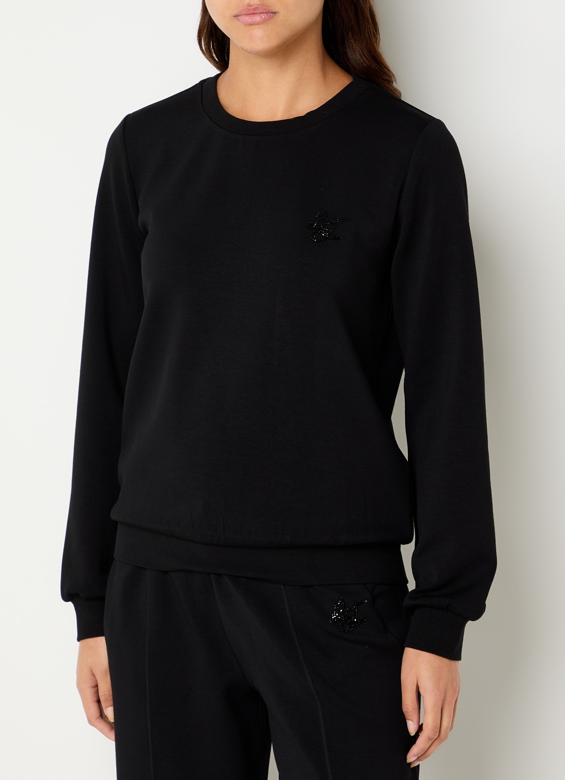 Liu Jo Sweater met logo en ronde hals - detail 2 zwart