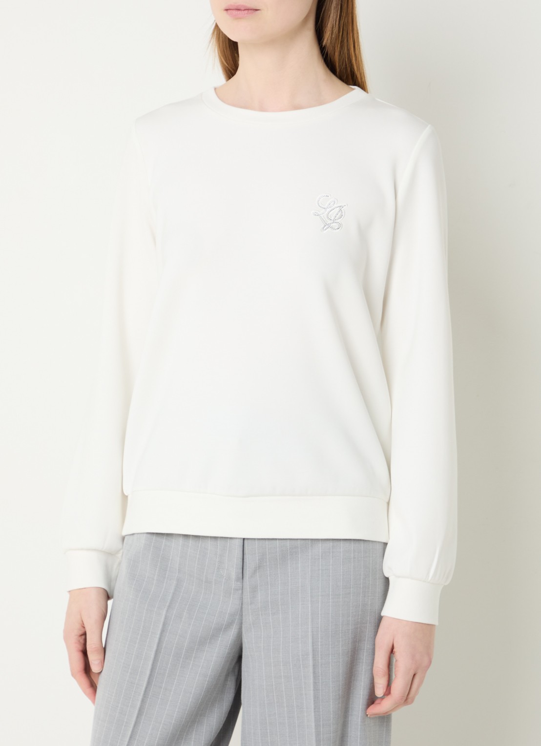 Liu Jo Sweater met logo en strass - detail 4 wit