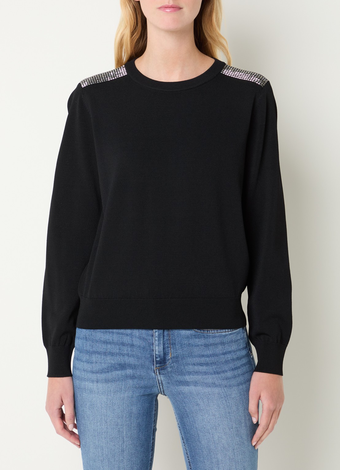 Liu Jo Sweater met strass - detail 3 zwart