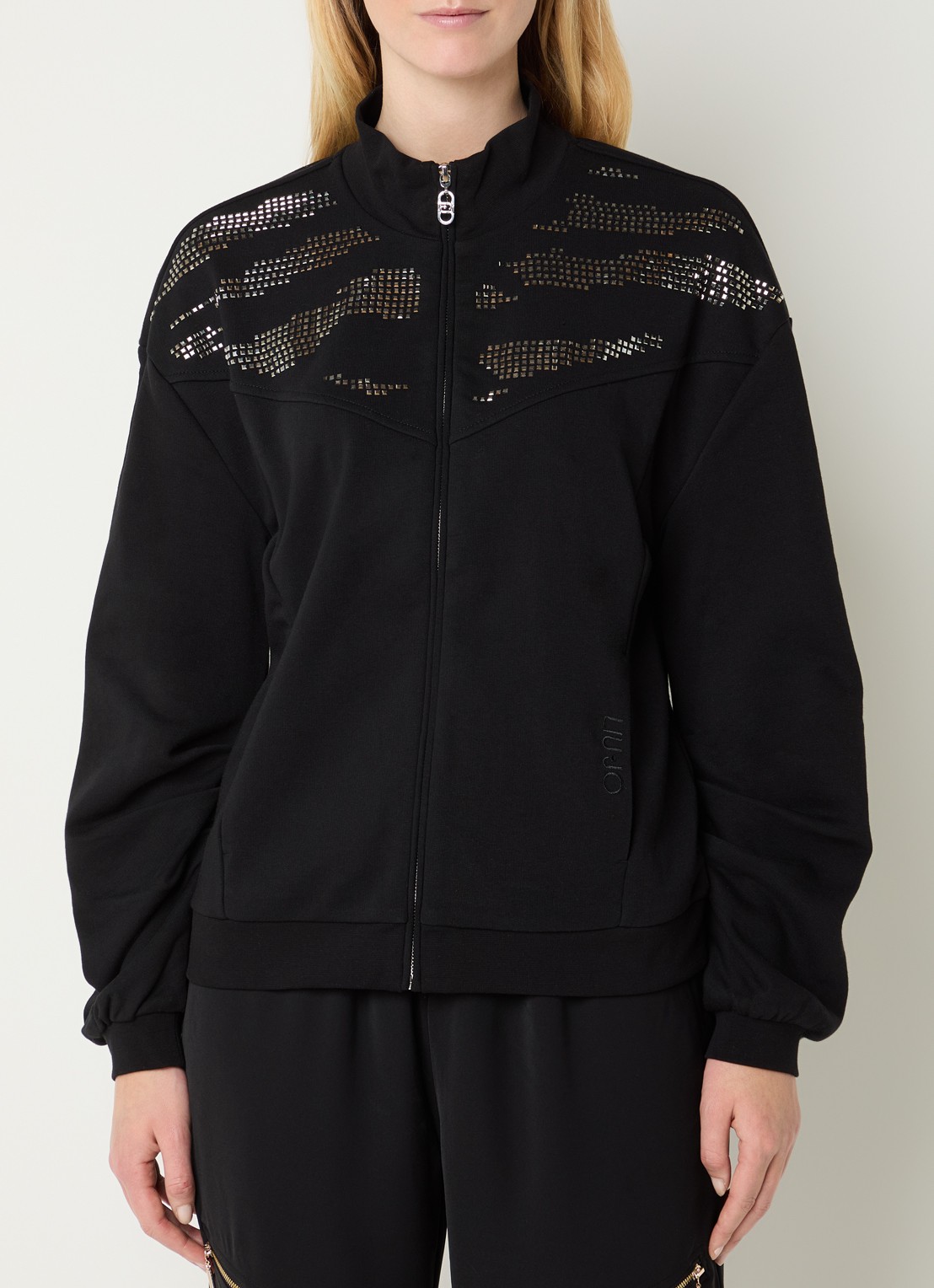 Liu Jo Sweatvest met strass en steekzakken - detail 3 zwart