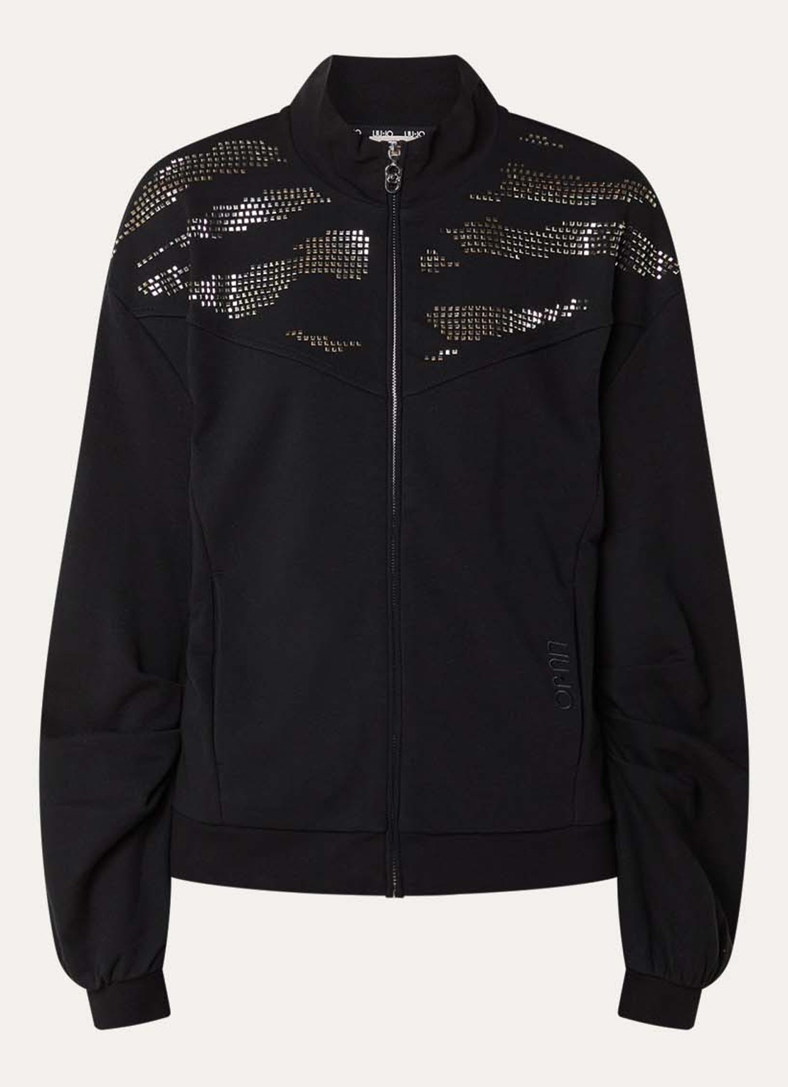 Liu Jo Sweatvest met strass en steekzakken - voorkant zwart