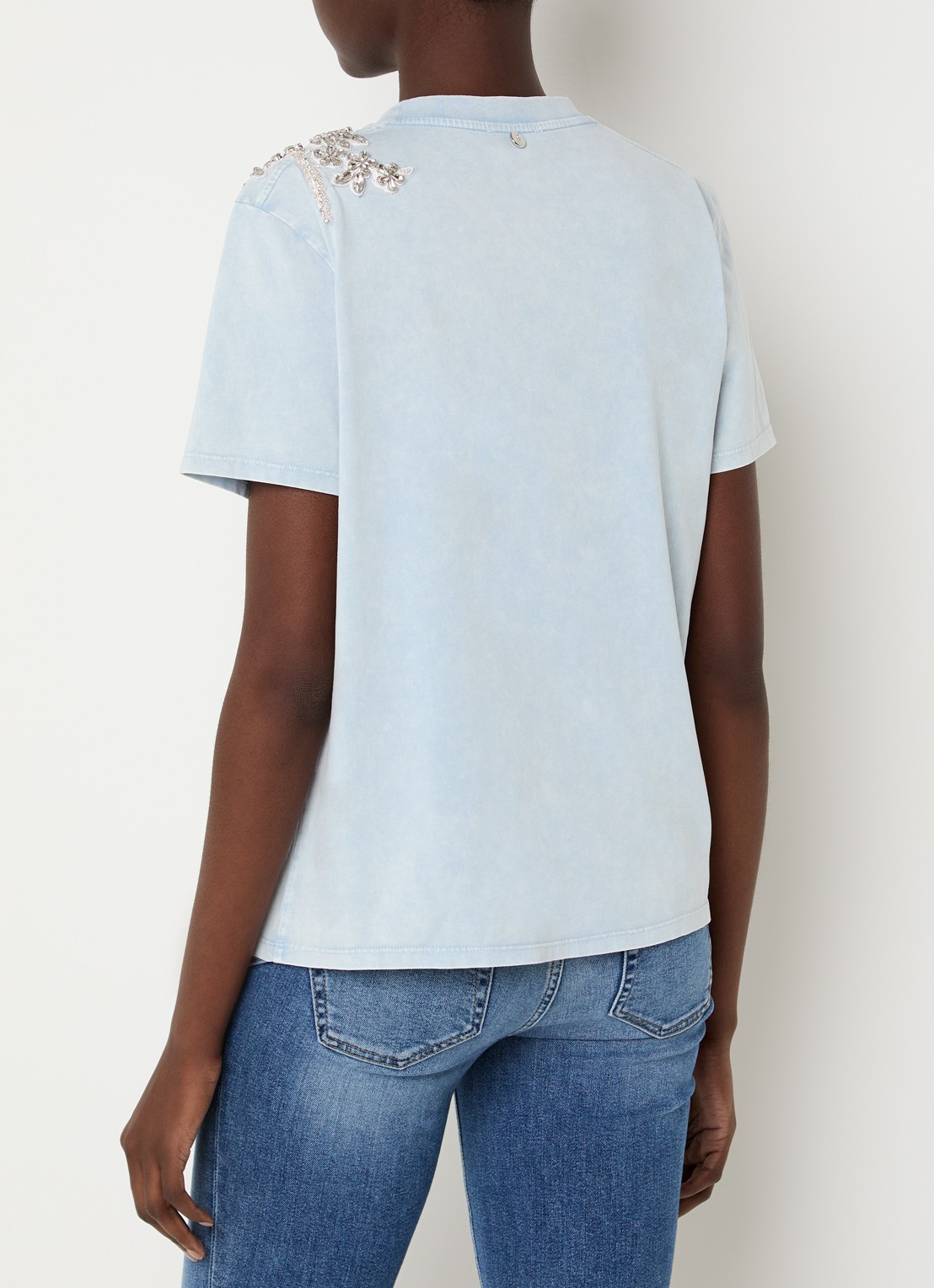 Liu Jo T-shirt met applicatie en strass - achterkant 2 lichtblauw