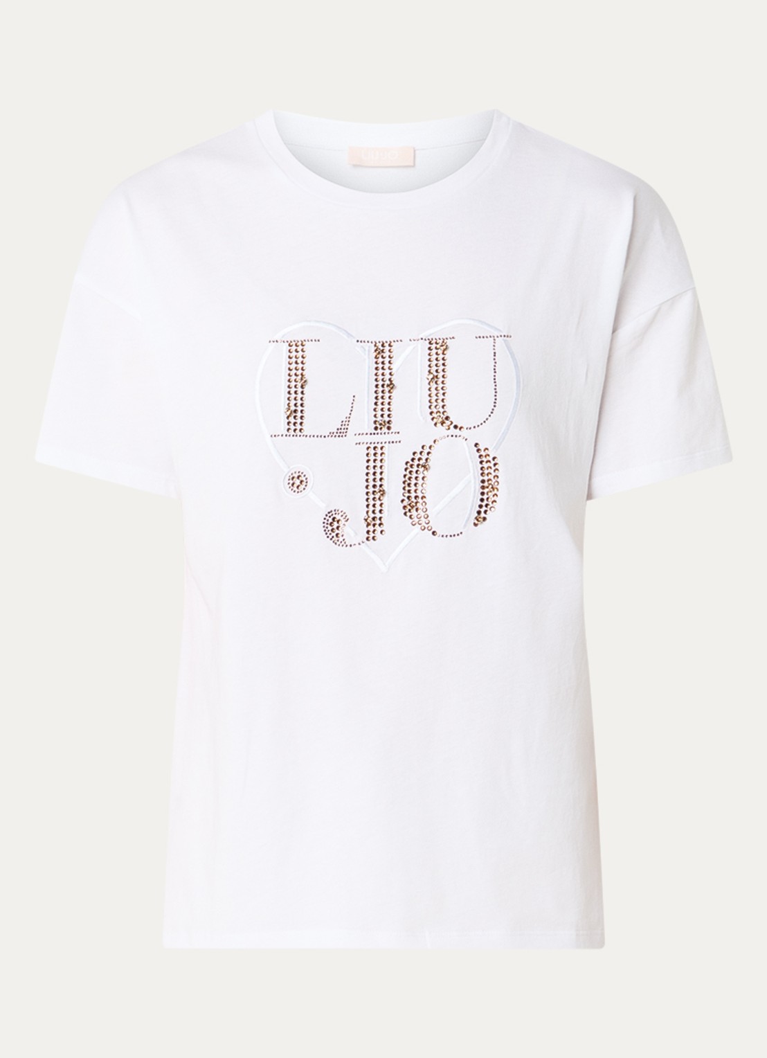 Liu Jo T-shirt met logo en strass - voorkant wit