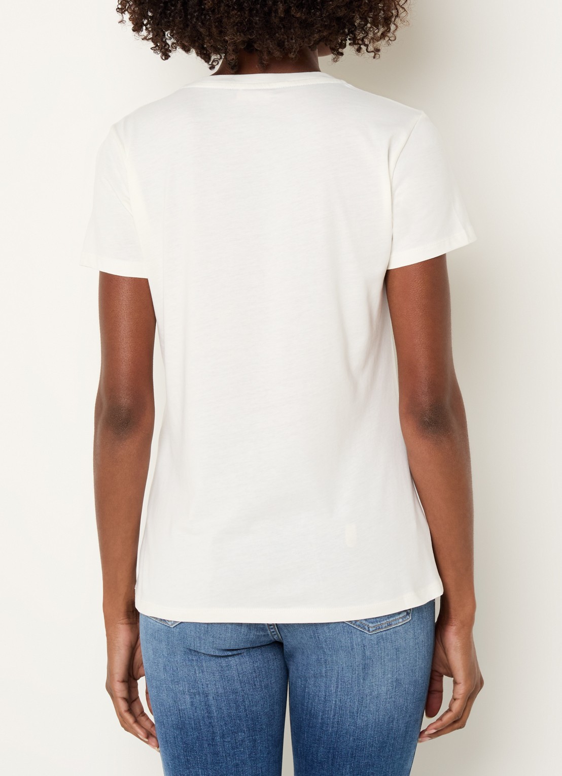 Liu Jo T-shirt met logoprint en strass - achterkant gebroken wit