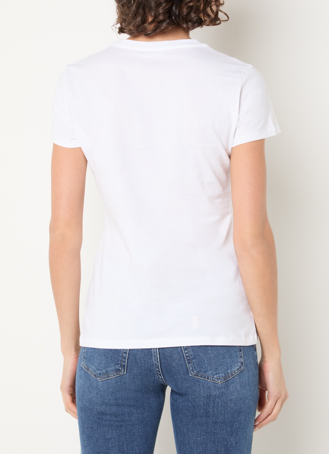 Liu Jo T-shirt met logoprint en strass - achterkant 4 gebroken wit