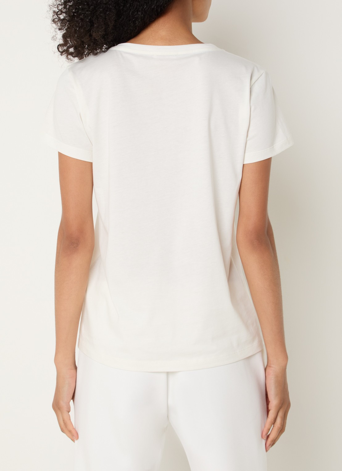 Liu Jo T-shirt met logoprint en strass - achterkant 4 gebroken wit