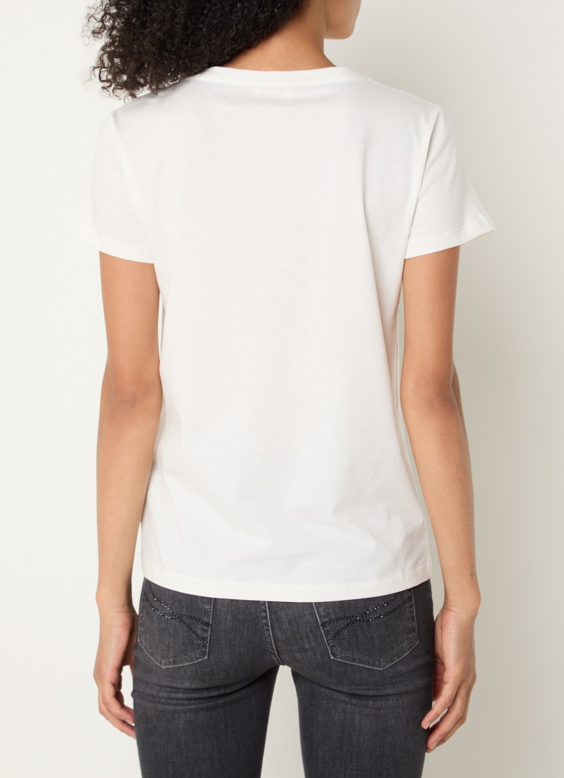 Liu Jo T-shirt met logoprint en strass - achterkant 4 gebroken wit