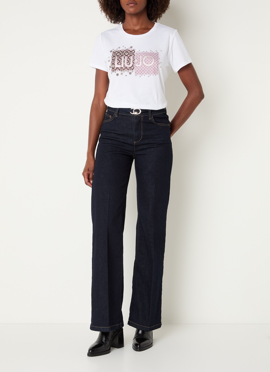 Liu Jo T-shirt met logoprint - voorkant 4 bruin