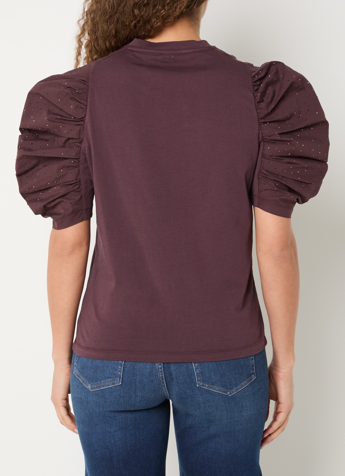 Liu Jo T-shirt met pofmouw - achterkant aubergine