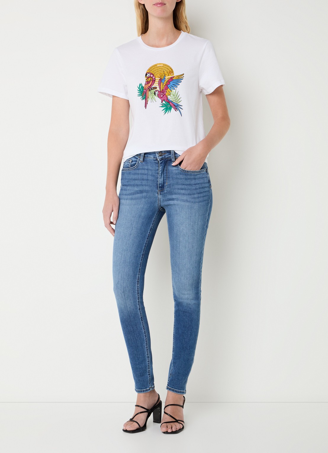 Liu Jo T-shirt met print en imitatieparels - voorkant 4 roze