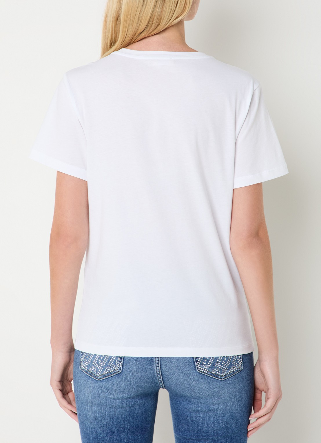 Liu Jo T-shirt met print en imitatieparels - achterkant 4 geel