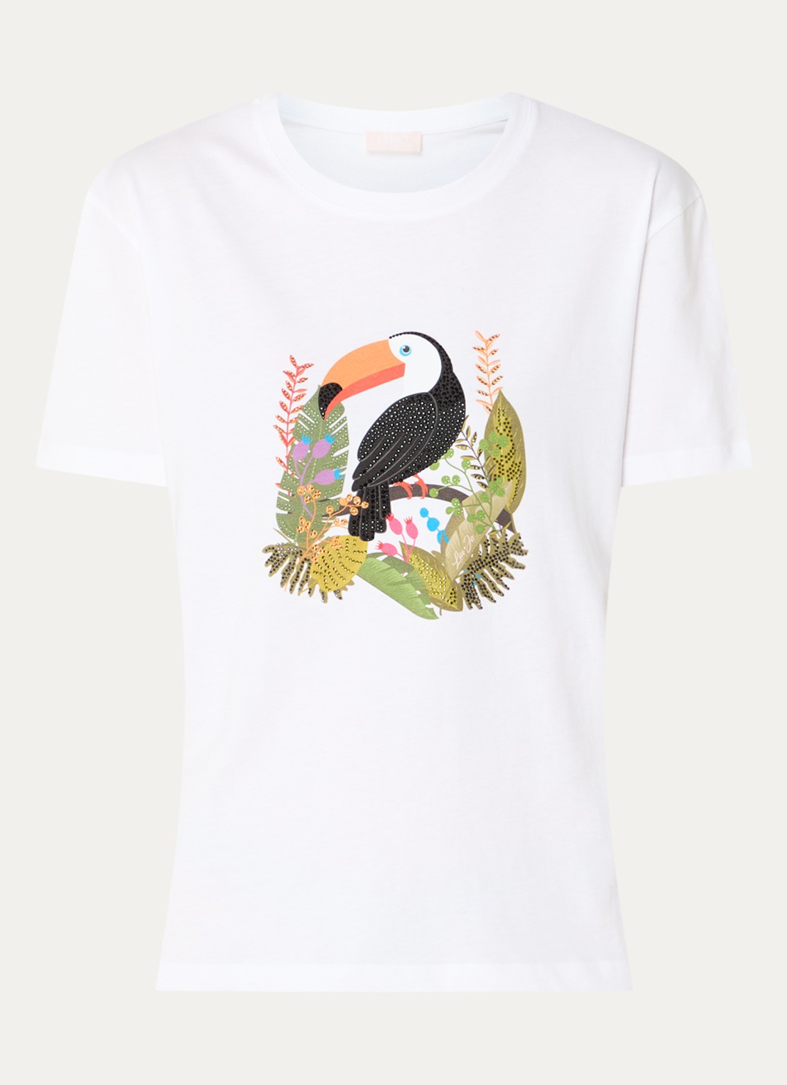 Liu Jo T-shirt met print en strass - voorkant 2 wit