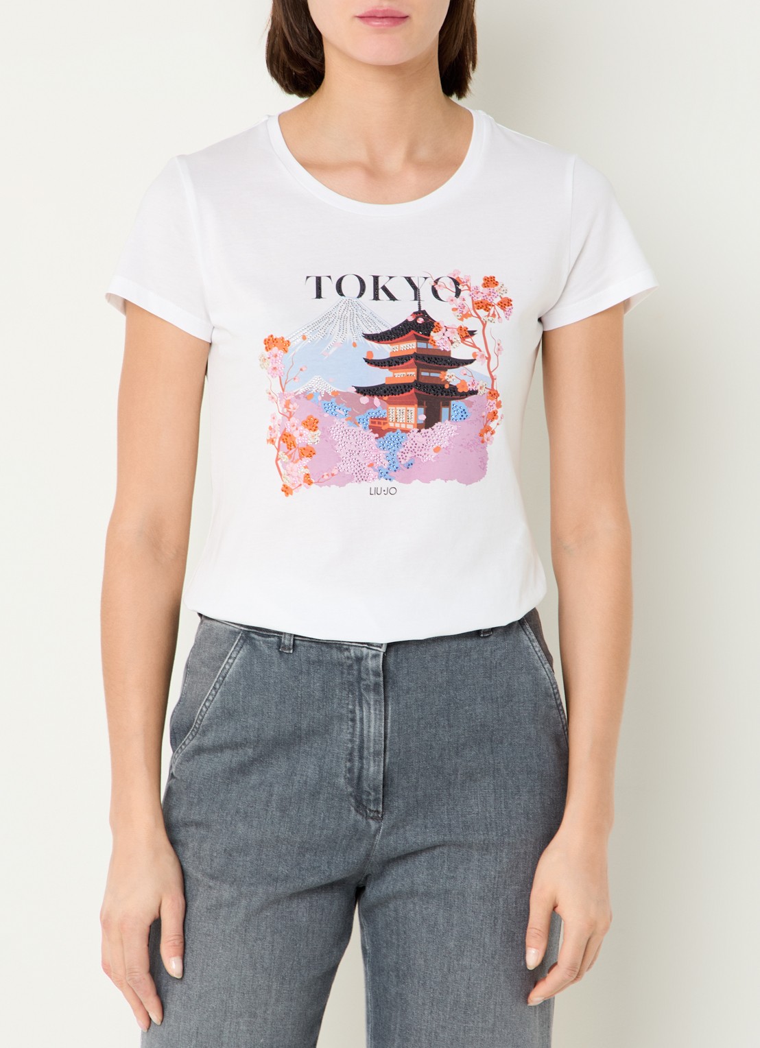 Liu Jo T-shirt met print en strass - detail 3 wit