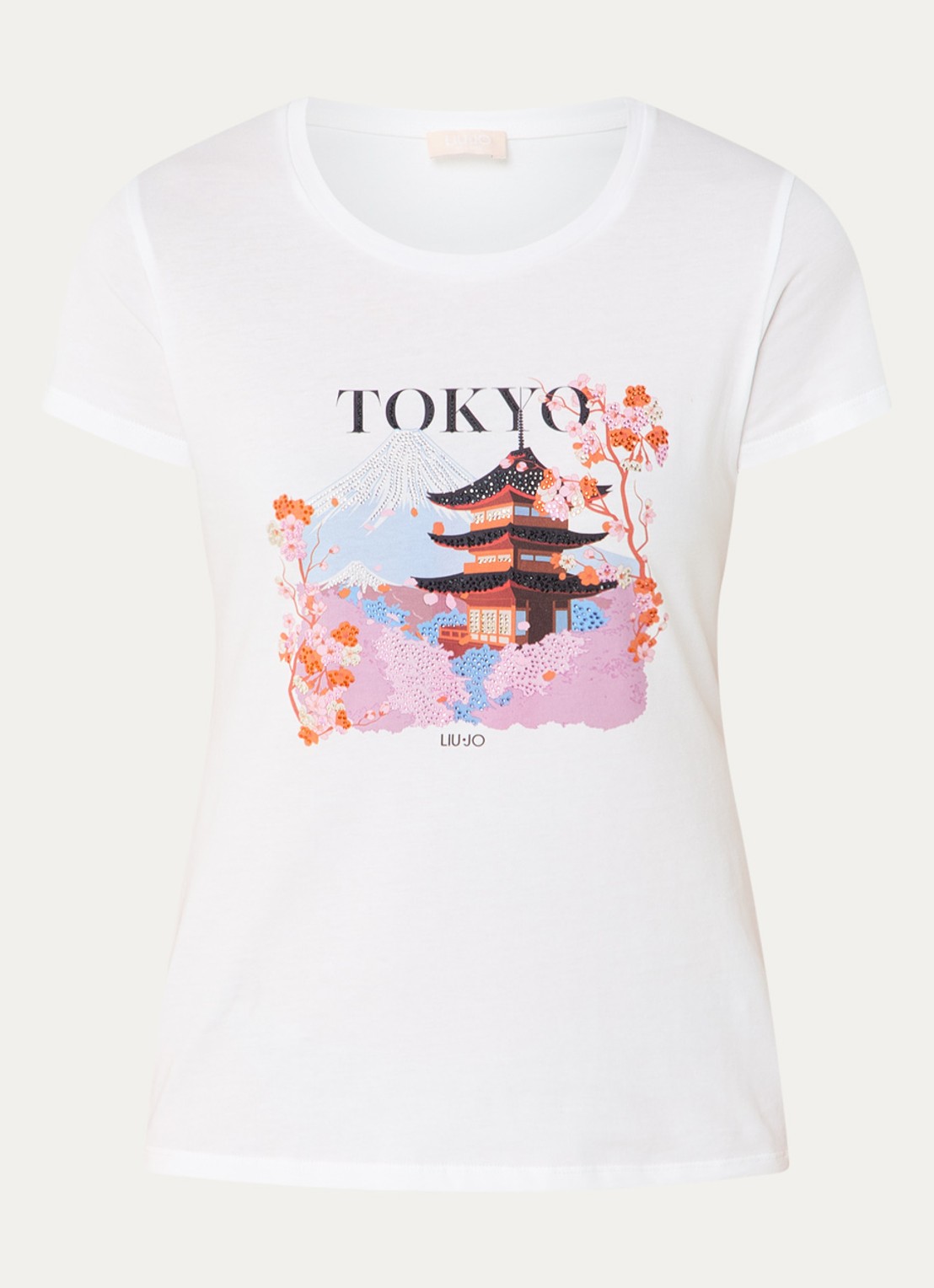 Liu Jo T-shirt met print en strass - voorkant wit