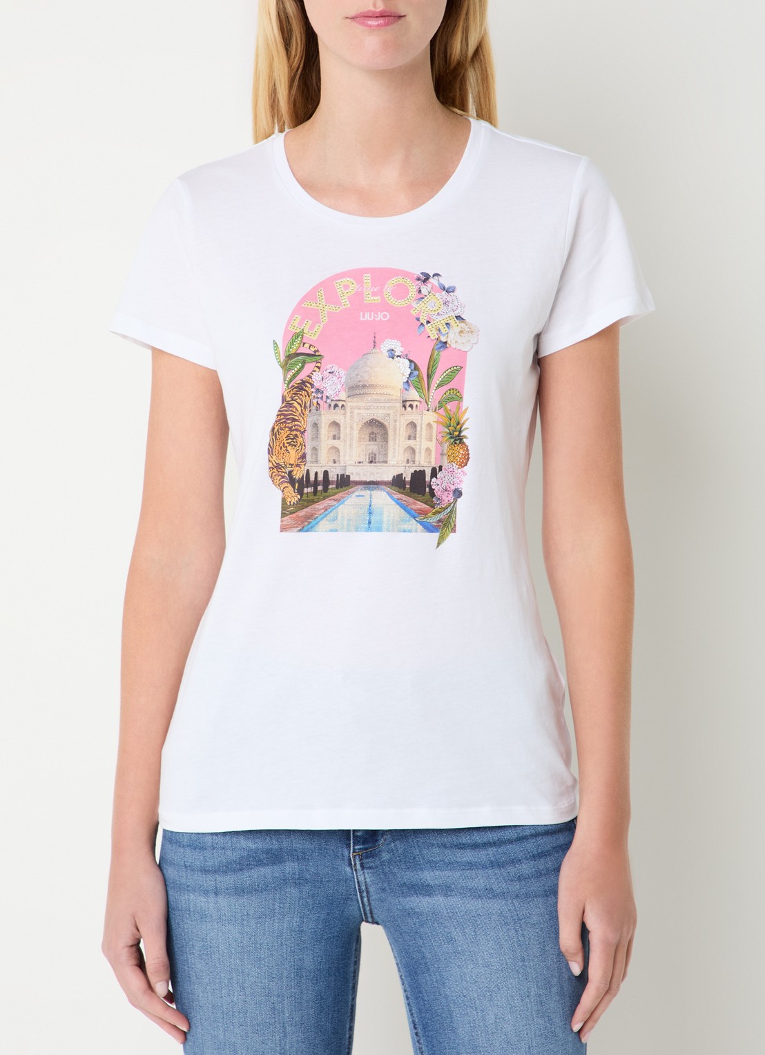 Liu Jo T-shirt met print en strass - detail 3 roze