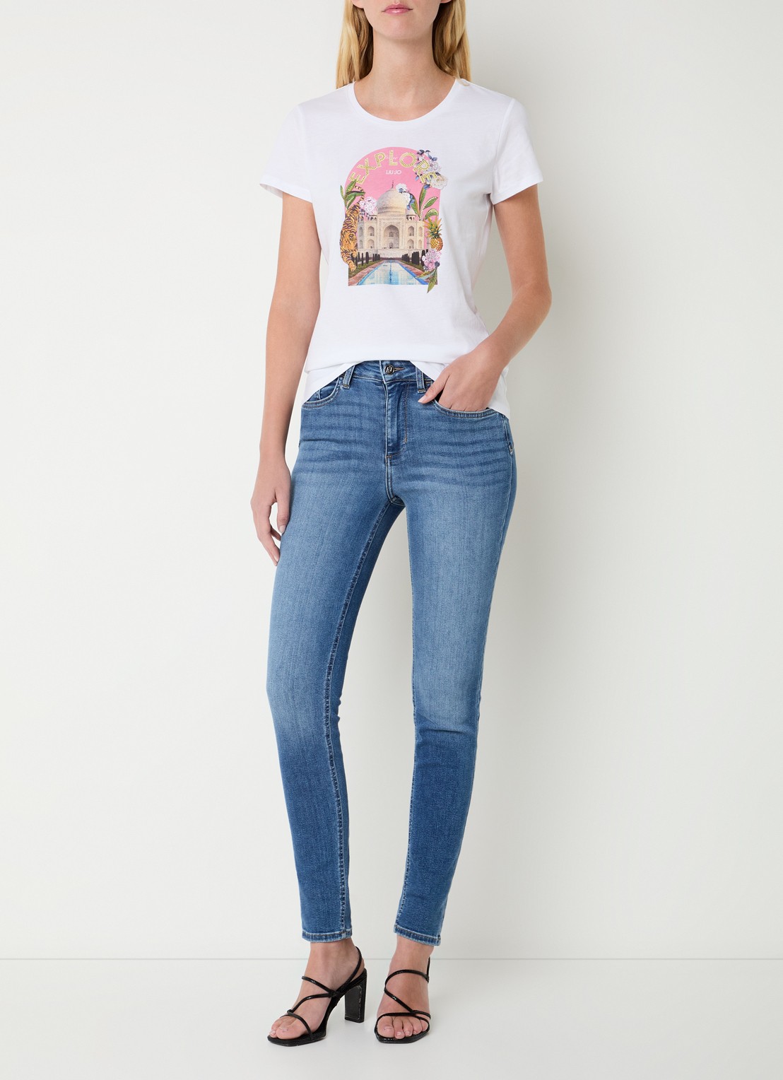Liu Jo T-shirt met print en strass - voorkant 2 roze