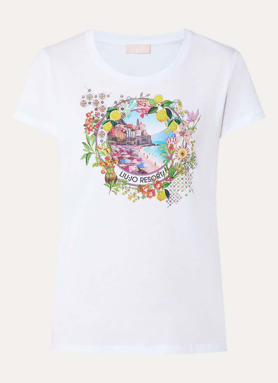 Liu Jo T-shirt met print en strass - voorkant 2 groen
