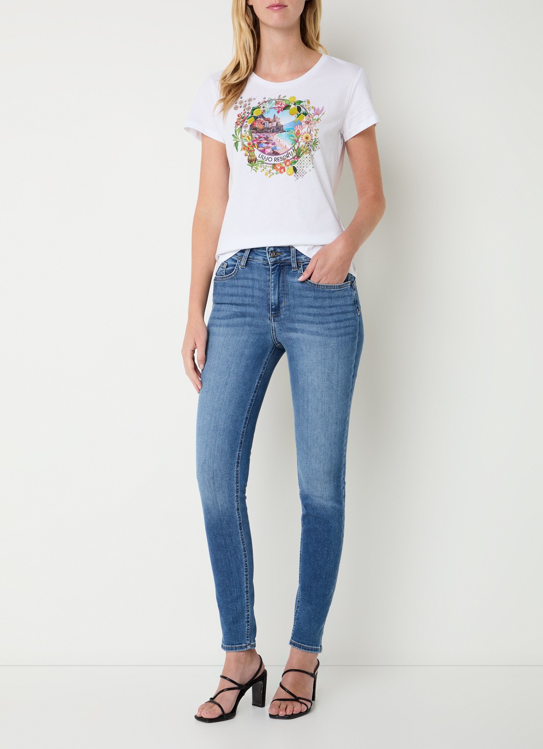 Liu Jo T-shirt met print en strass - voorkant 3 groen