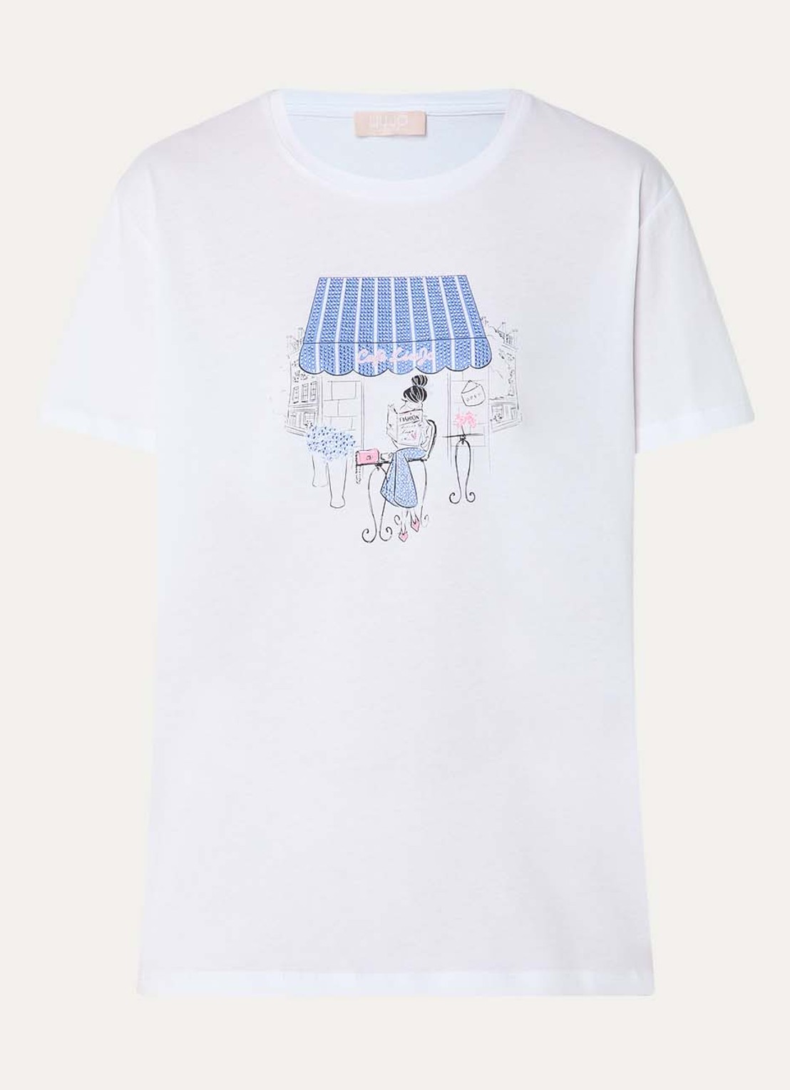 Liu Jo T-shirt met print en strass - voorkant wit