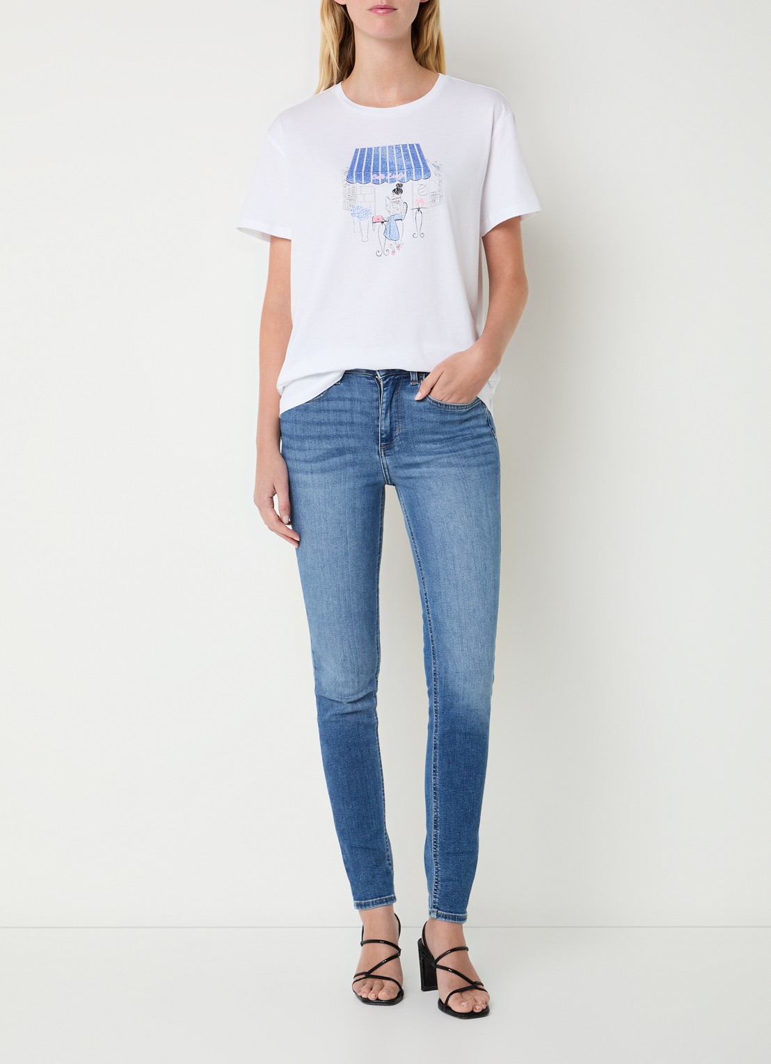 Liu Jo T-shirt met print en strass - voorkant 2 wit