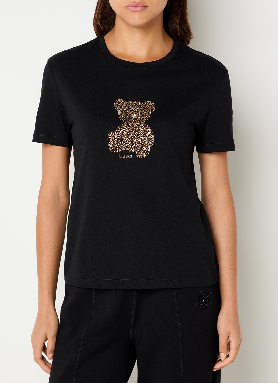 Liu Jo T-shirt met print van strass - detail zwart