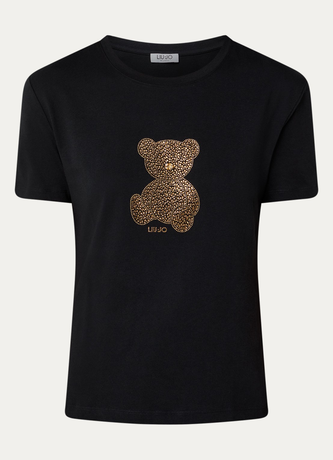 Liu Jo T-shirt met print van strass - voorkant 3 zwart