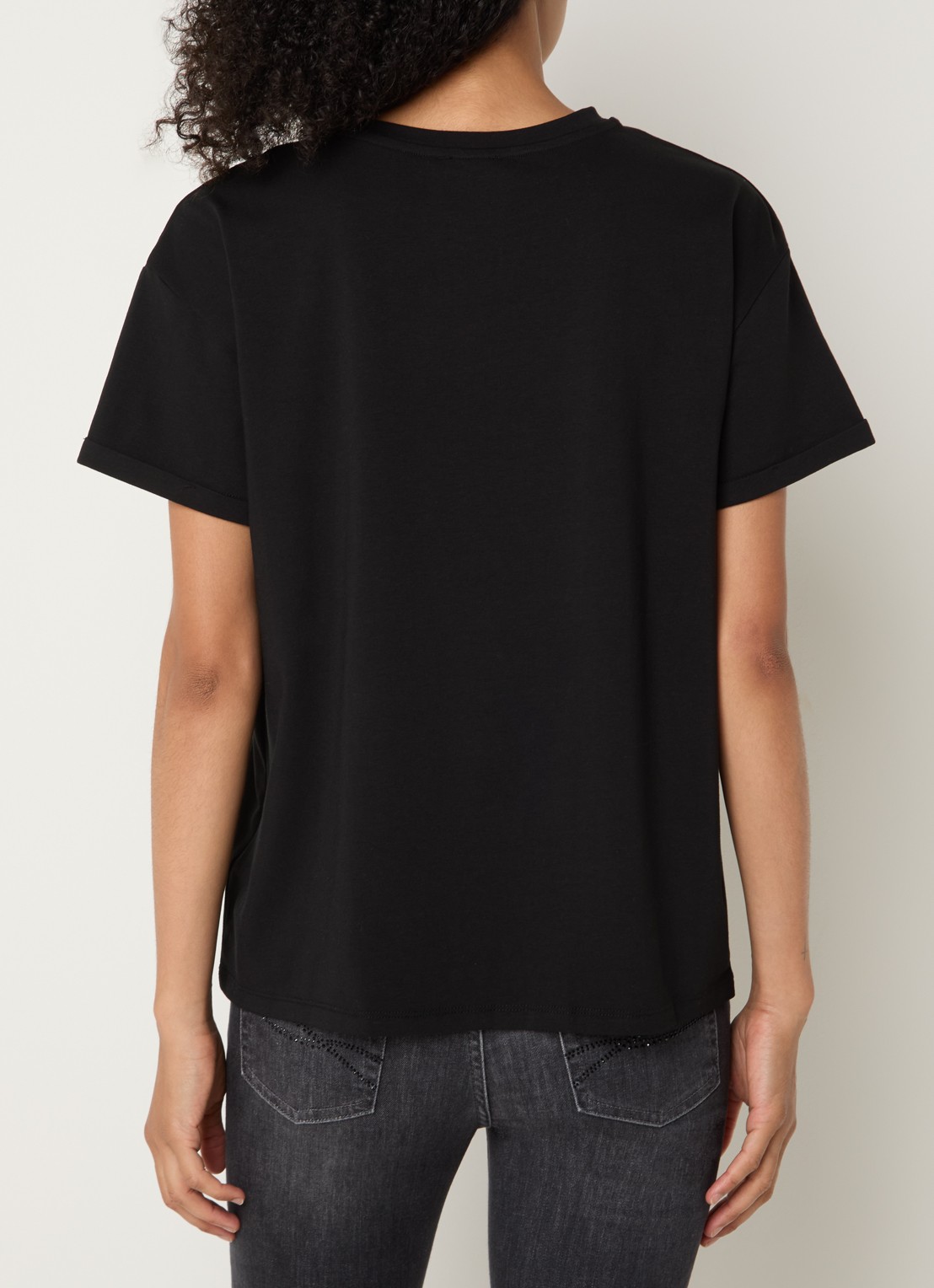 Liu Jo T-shirt met strass en borstzak - achterkant zwart