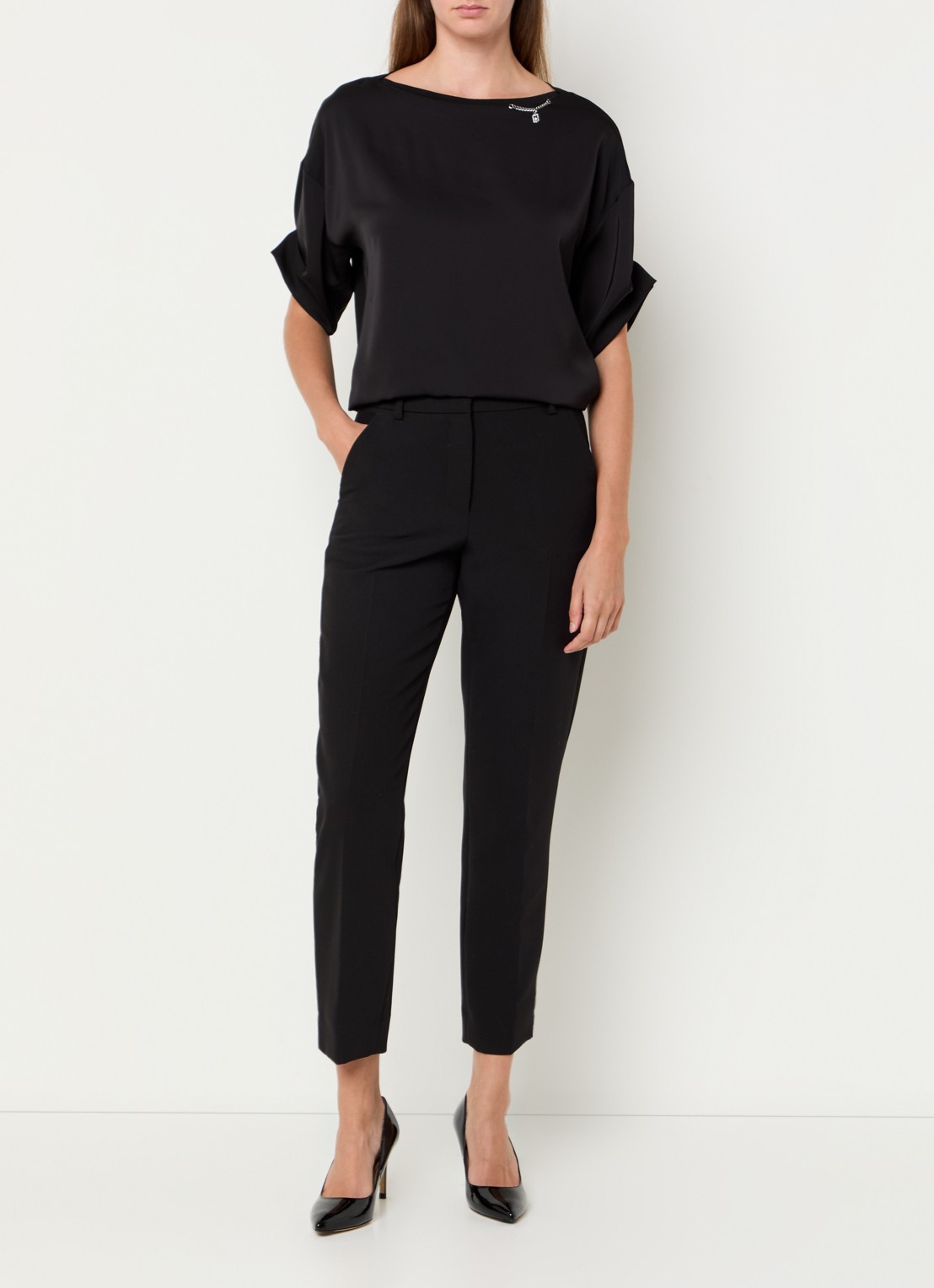 Liu Jo T-shirt met strass - voorkant 3 zwart