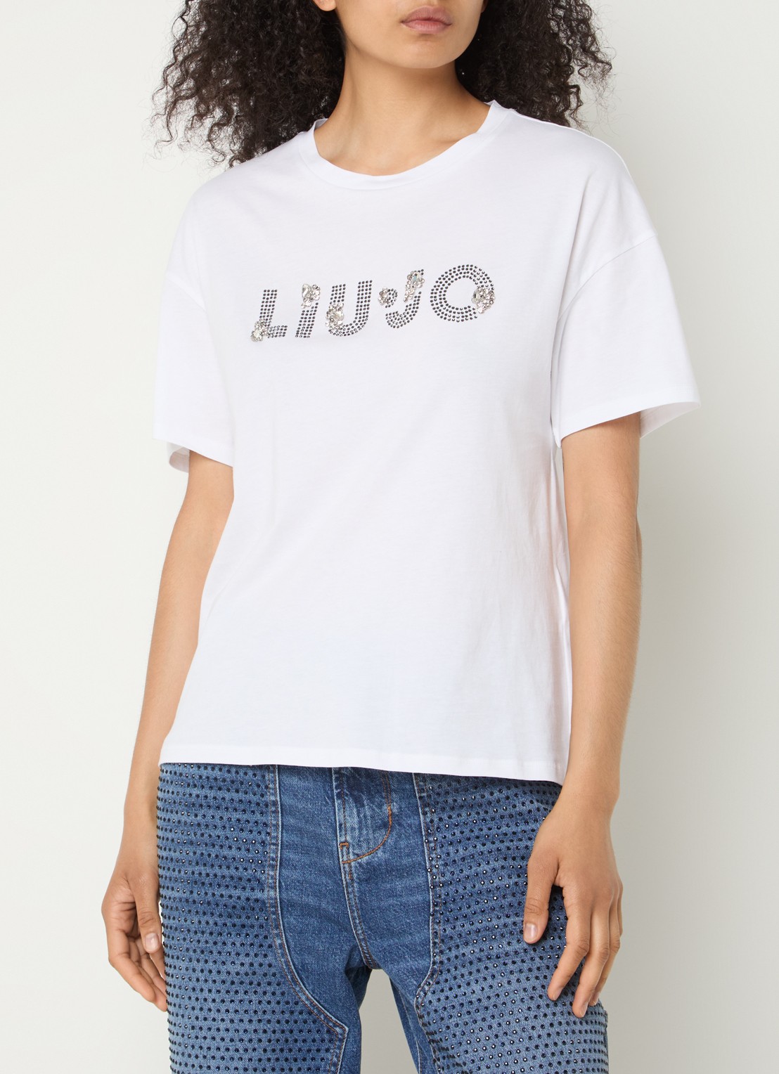 Liu Jo T-shirt met strass - detail wit
