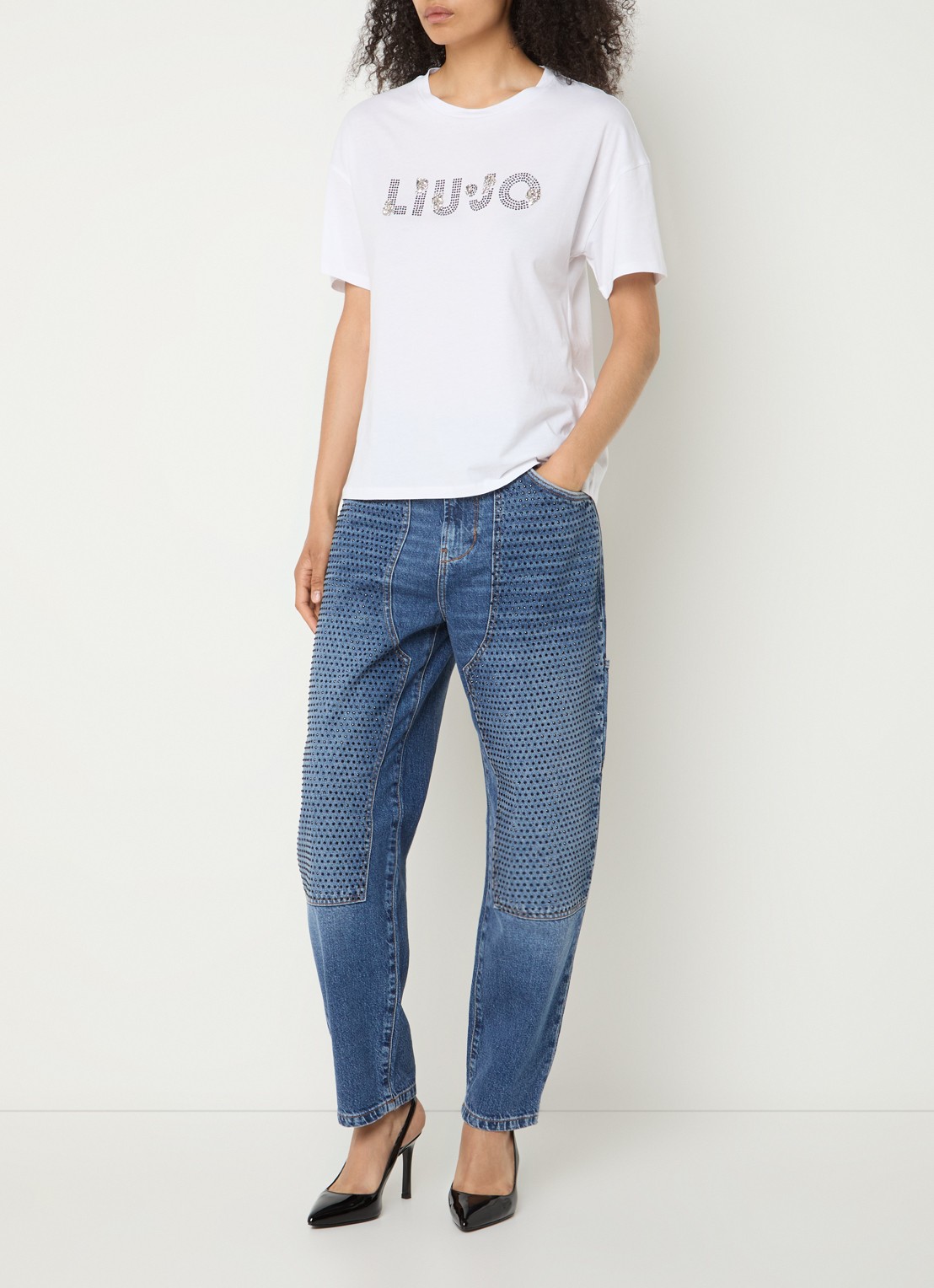Liu Jo T-shirt met strass - voorkant 3 wit