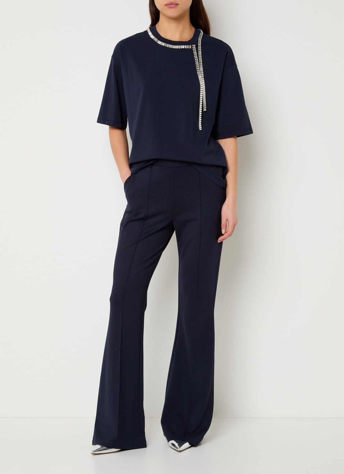 Liu Jo T-shirt met strass - voorkant 2 donkerblauw