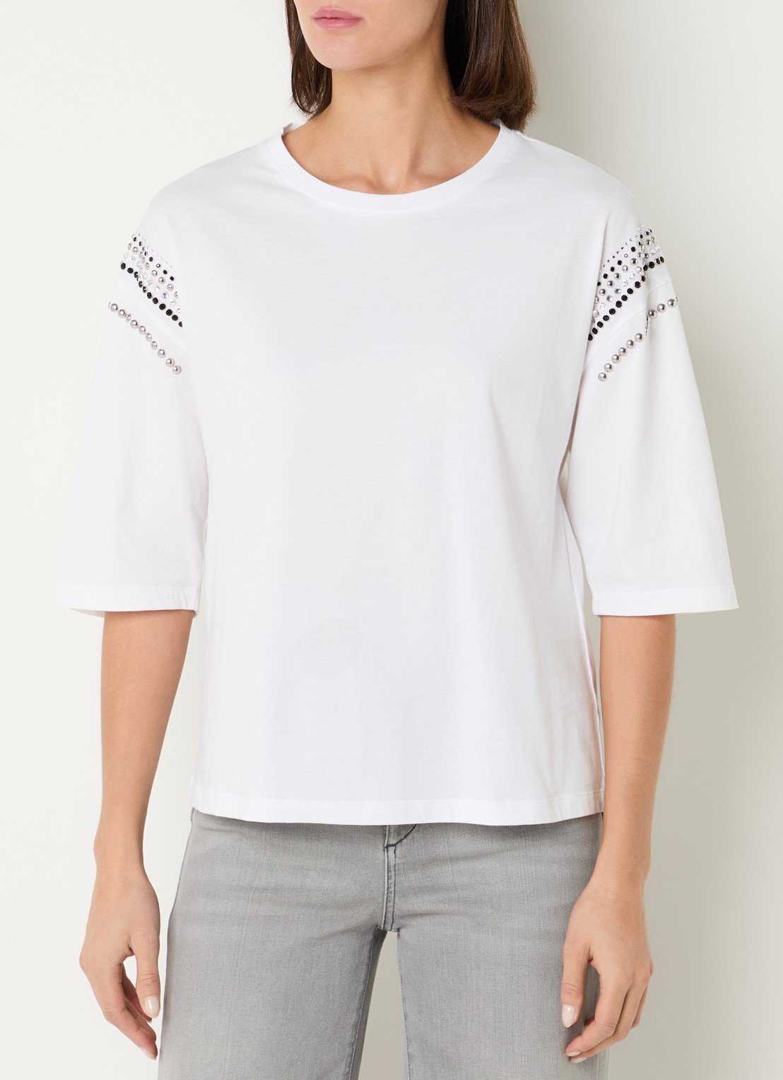 Liu Jo T-shirt met strass - detail 4 wit