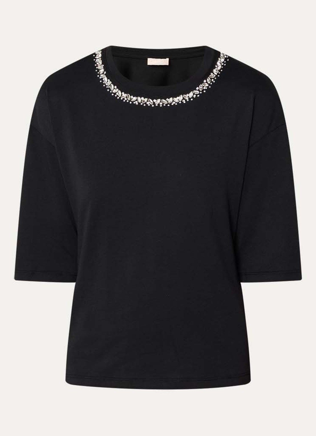 Liu Jo T-shirt met strass - voorkant 2 zwart