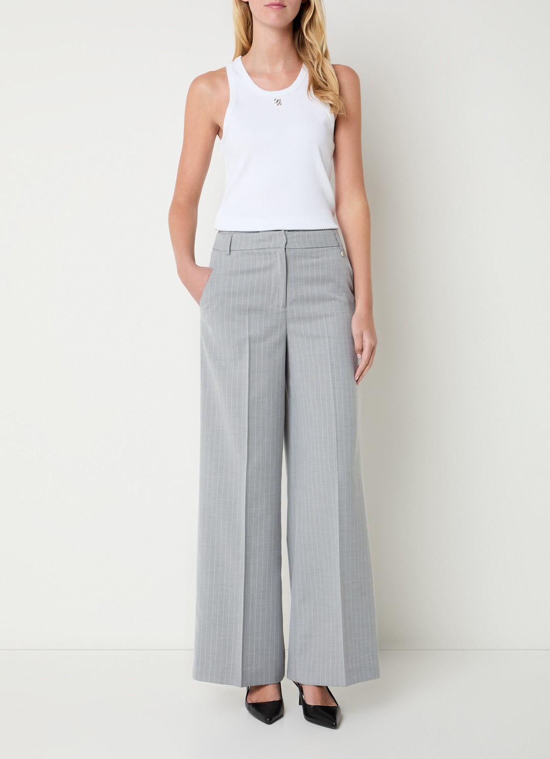 Liu Jo Tanktop met logo - voorkant 2 wit