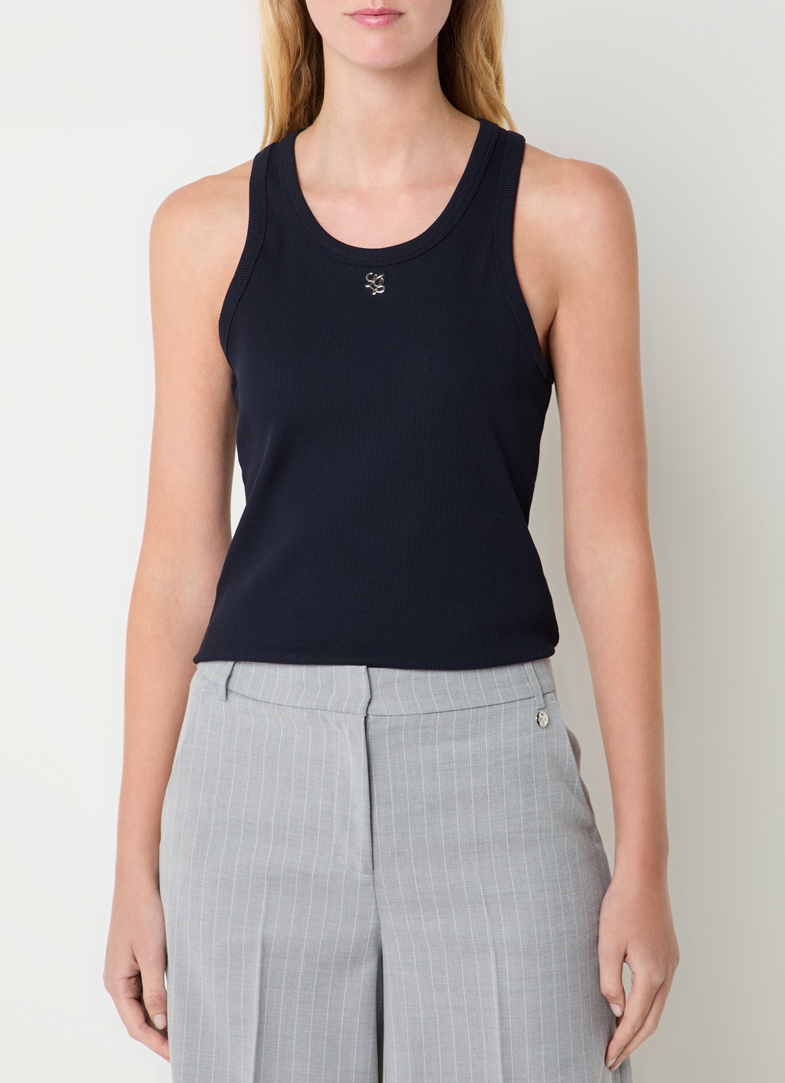 Liu Jo Tanktop met logo - detail 4 donkerblauw