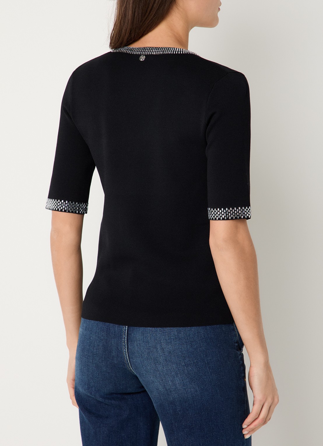 Liu Jo Top met strass en V-hals - achterkant 4 zwart