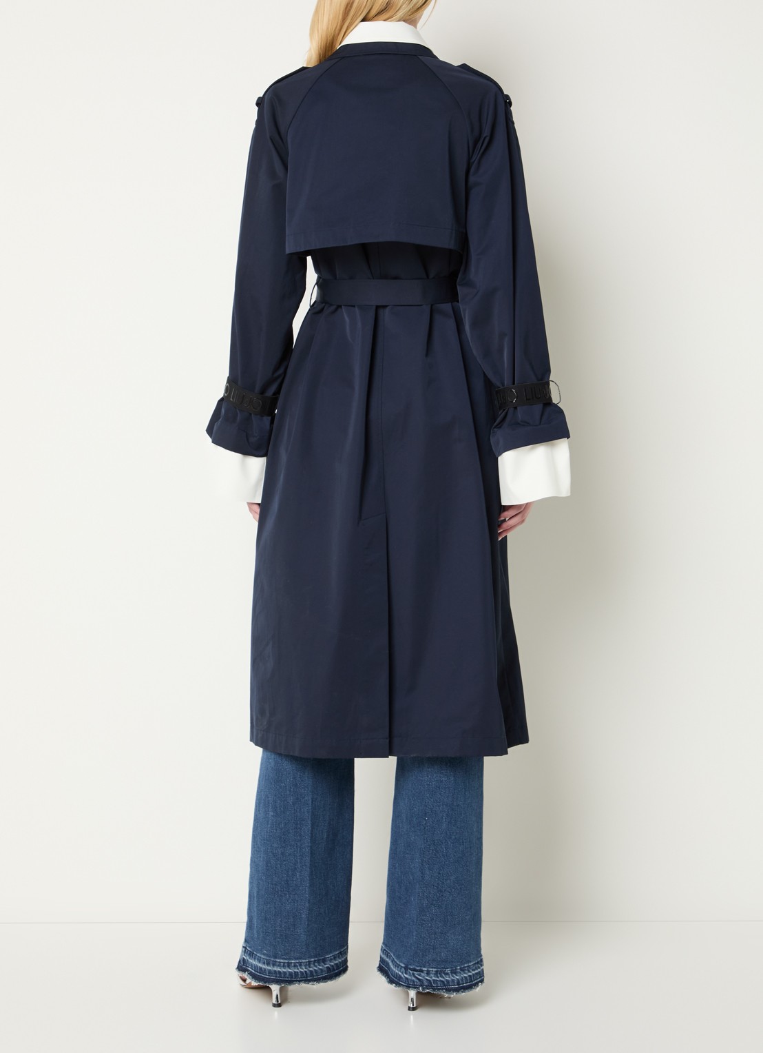 Liu Jo Trenchcoat met steekzakken en ceintuur - achterkant 4 donkerblauw