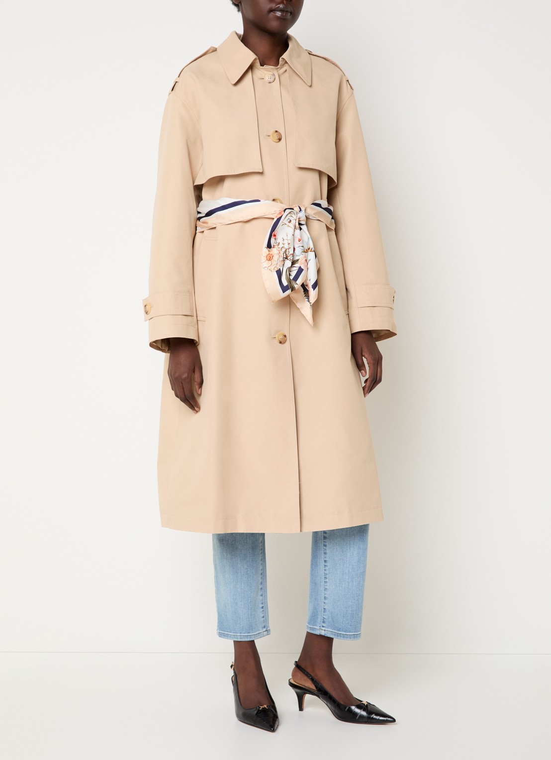 Liu Jo Trenchcoat met strikceintuur en steekzakken - detail 4 beige