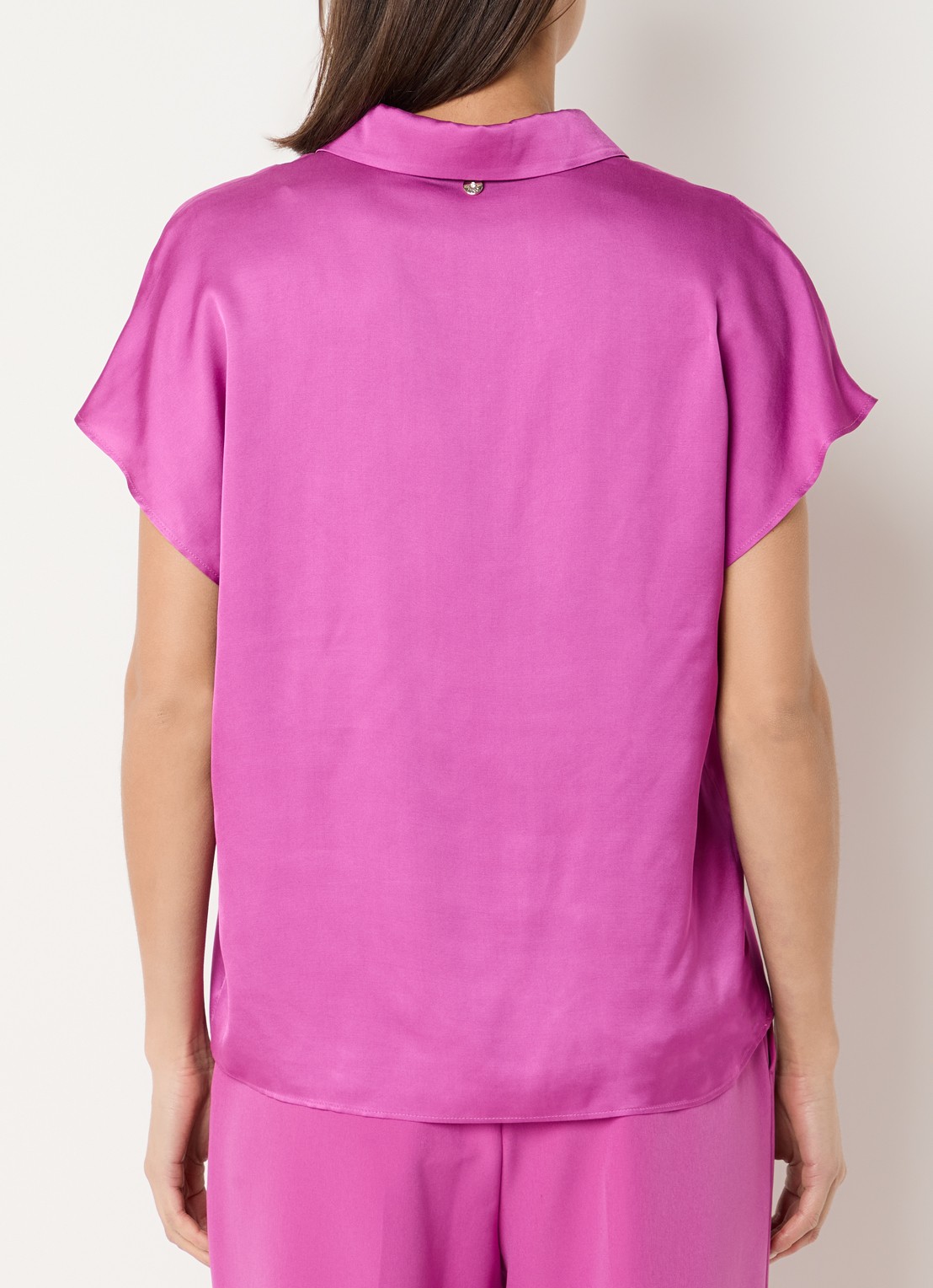 Liu Jo Tuniek van satijn met V-hals - achterkant 4 fuchsia