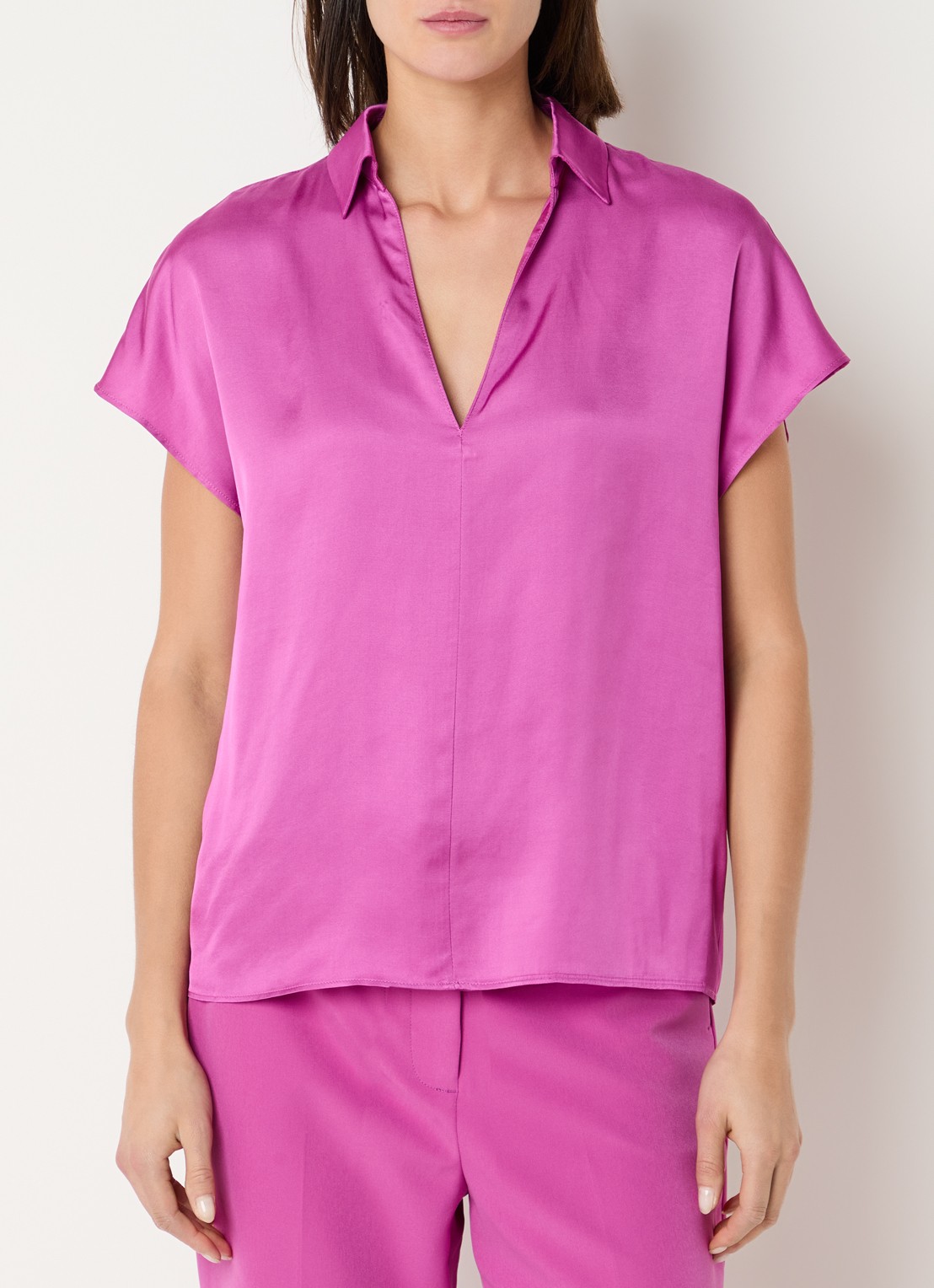Liu Jo Tuniek van satijn met V-hals - detail 3 fuchsia