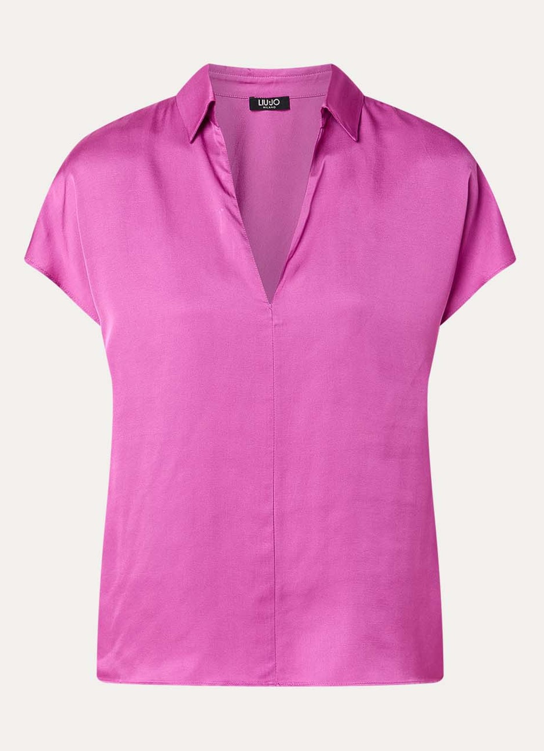 Liu Jo Tuniek van satijn met V-hals - voorkant fuchsia