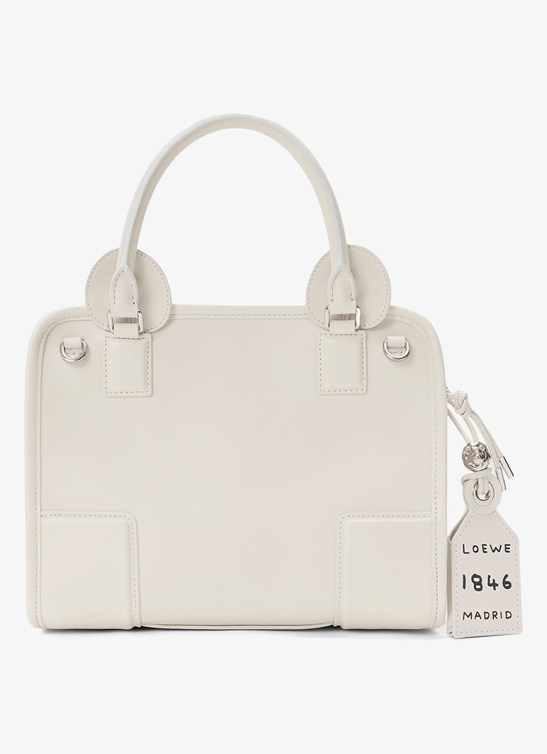 LOEWE Amazona 180 Small Lion Intarsio handtas van kalfsleer - achterkant 6 gebroken wit
