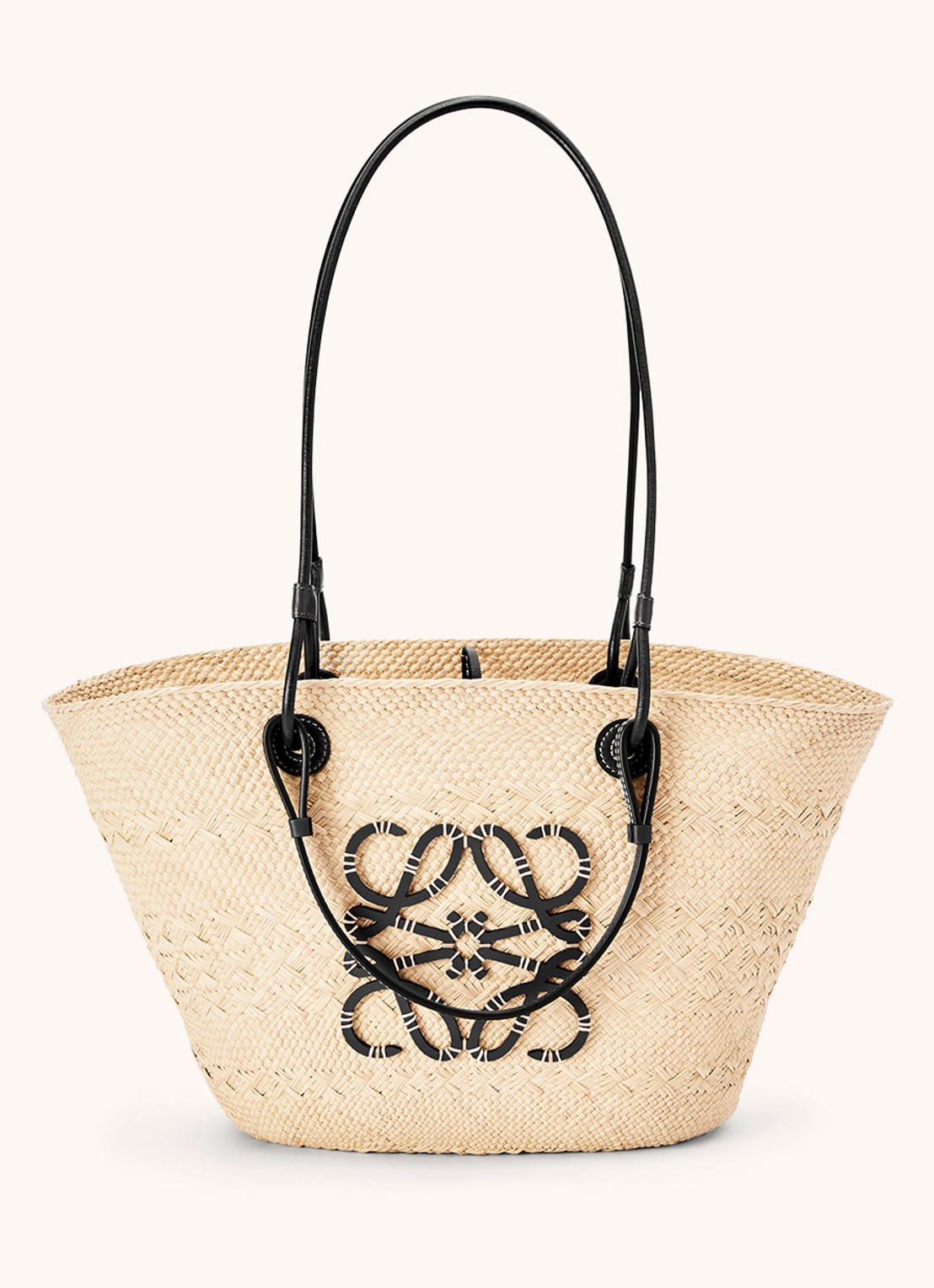 LOEWE Anagram Basket shopper met kalfsleren details - voorkant 4 zwart